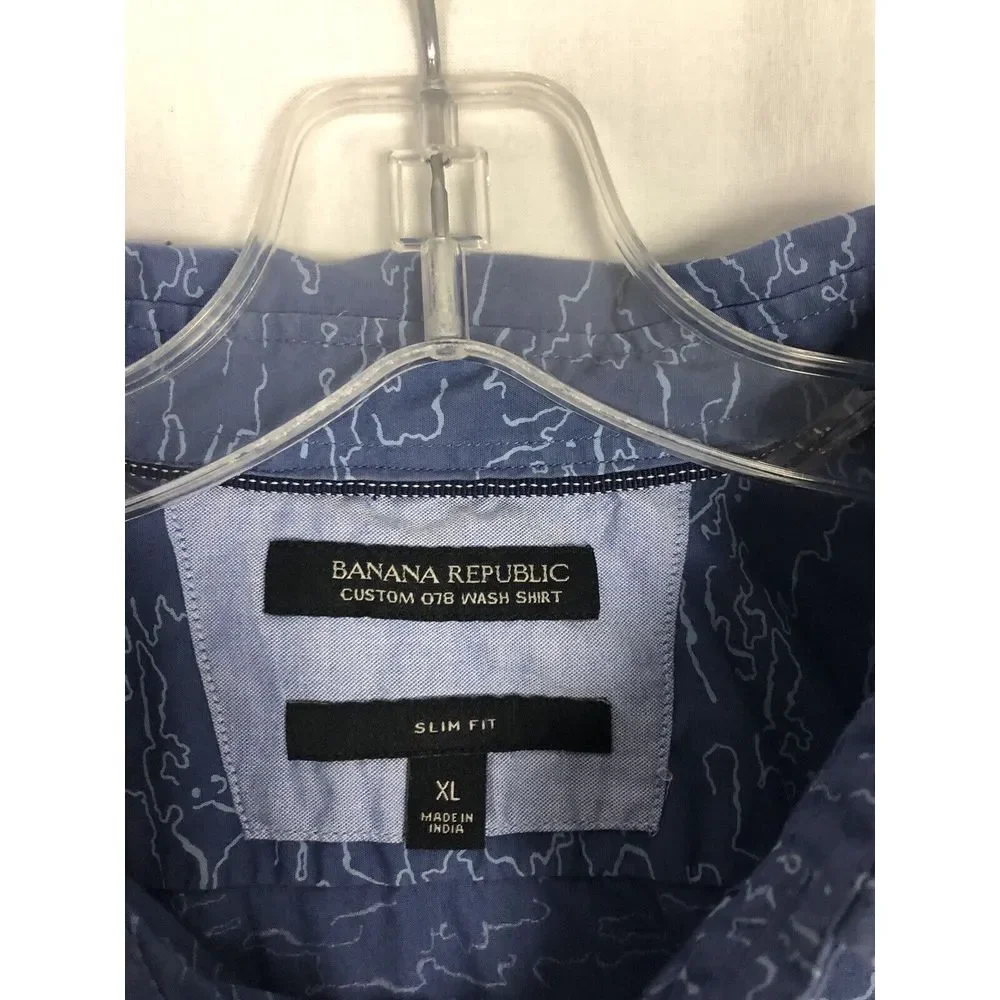 Banana Republic Custom 078‎ Wash Slim Men Size XL Long Sleeve Blue Shirt